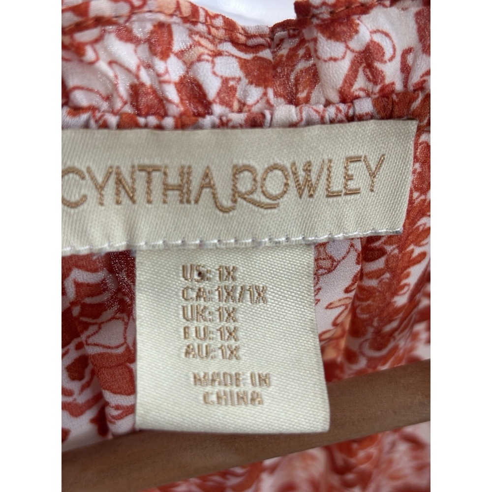 Cynthia Rowley Sleeveless Bohemian Ruffle Trimmed Blouse Sz XL Romantic Red/Org - Picture 3 of 8